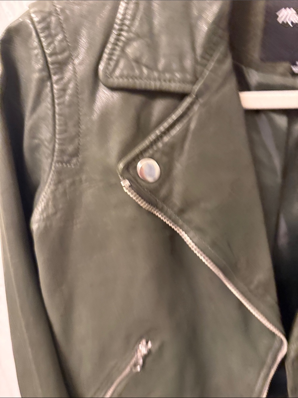 Madewell Olive Green Leather Moto Jacket - Picture 3 of 5